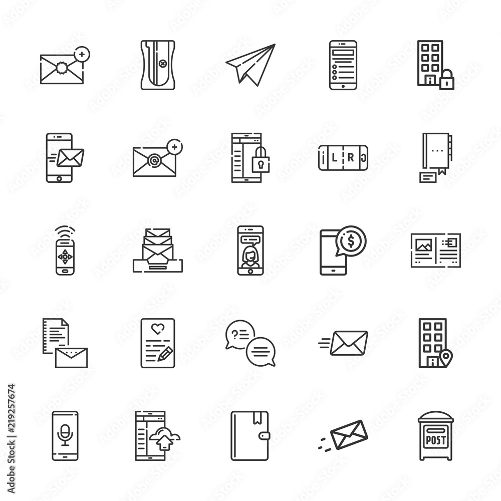 Collection of 25 mail outline icons Collection of 25 mail outline icons