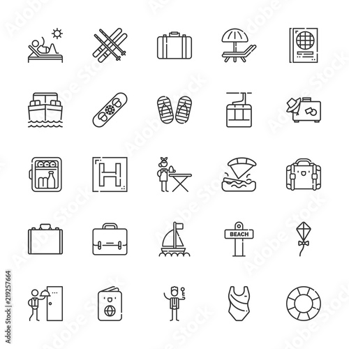 Collection of 25 vacation outline icons
