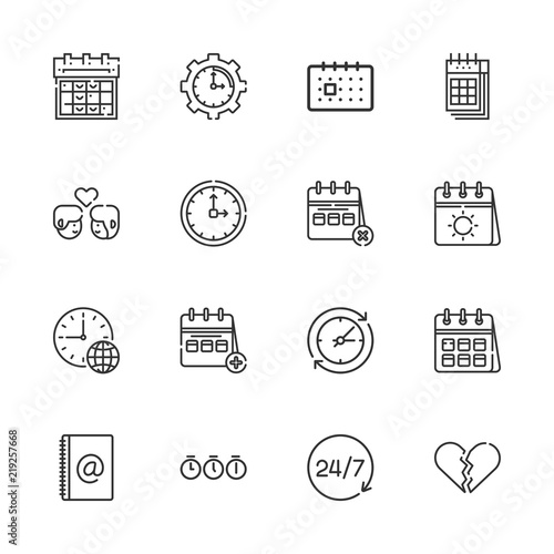 Collection of 16 date outline icons