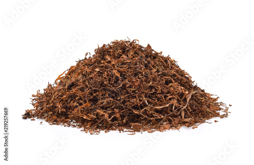 Dried tobacco isolated on white background photo