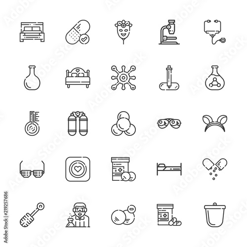 Collection of 25 medical outline icons