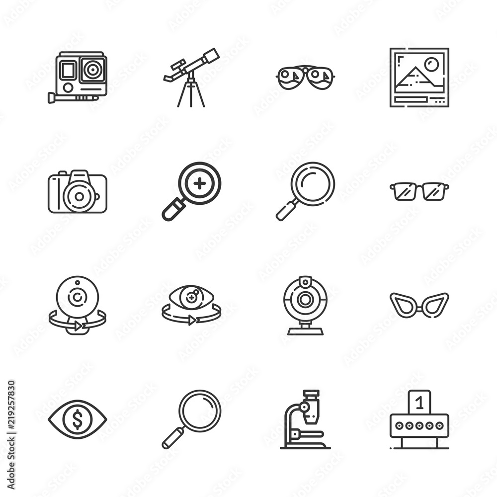 Collection of 16 lens outline icons