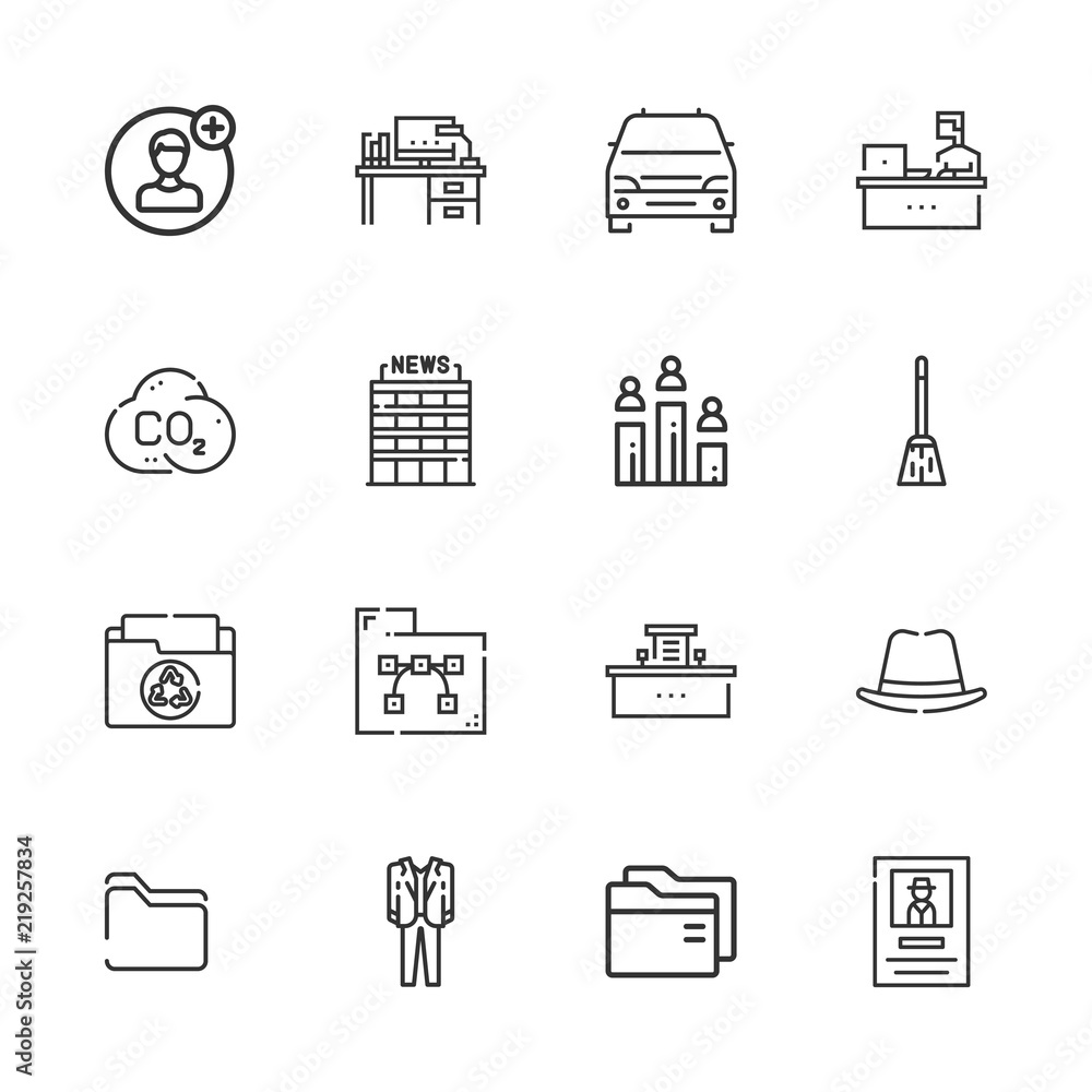 Collection of 16 job outline icons Collection of 16 job outline icons