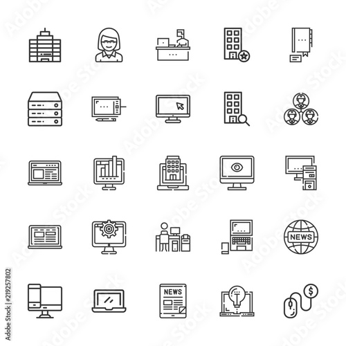 Collection of 25 laptop outline icons