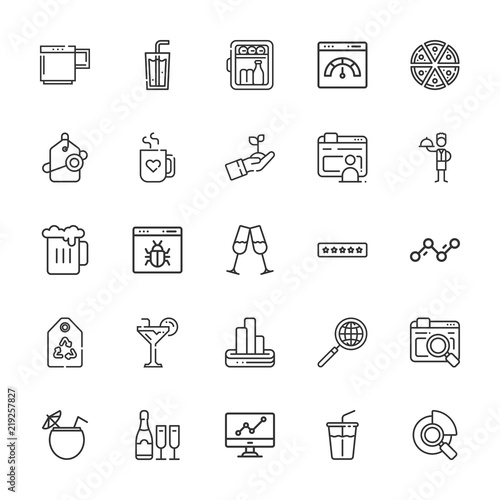 Collection of 25 bar outline icons