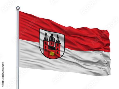 Marienmunster City Flag On Flagpole, Country Germany, Isolated On White Background photo