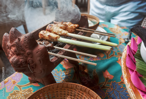 Traditional Balinese food, satay or sate in Bali