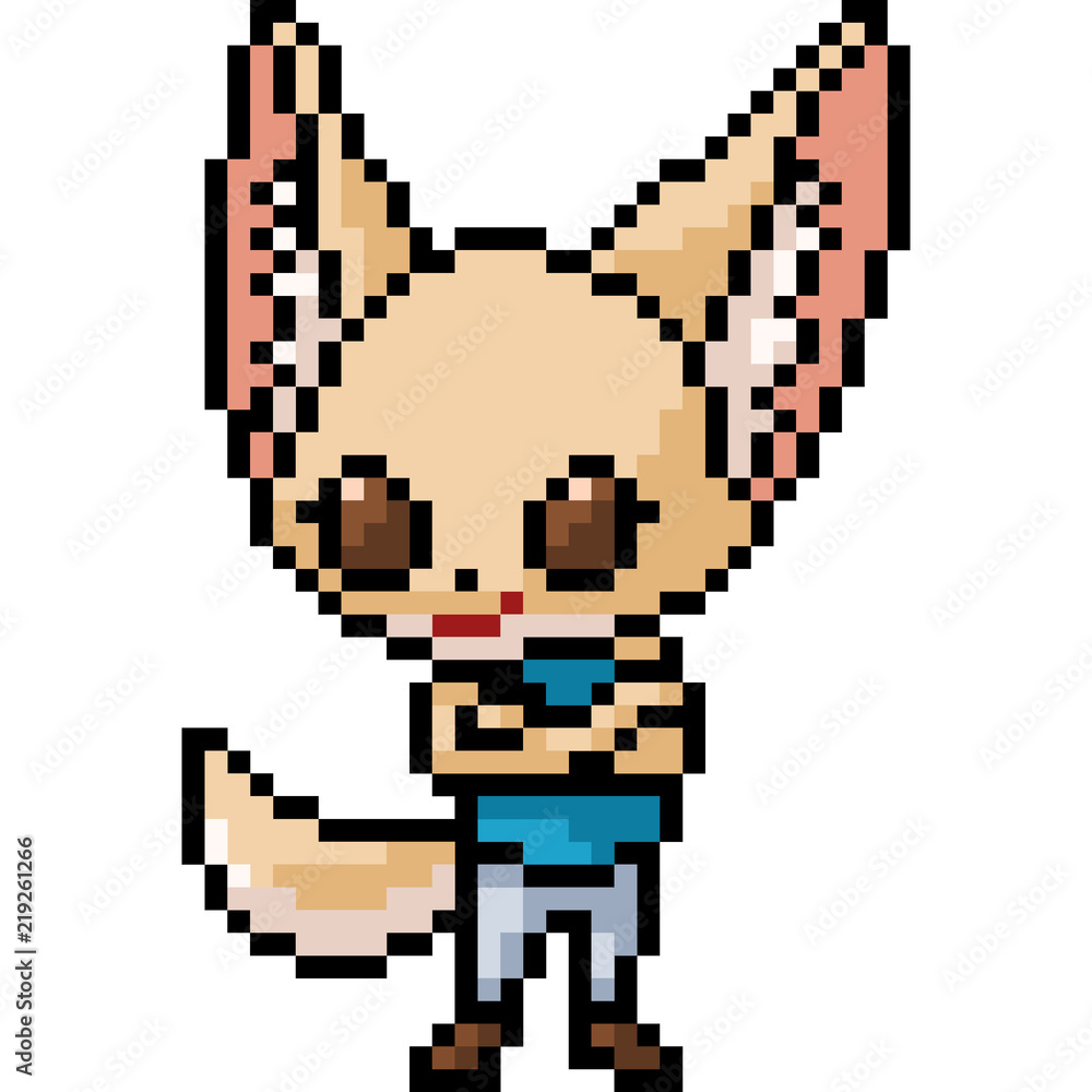 vector pixel art fox girl