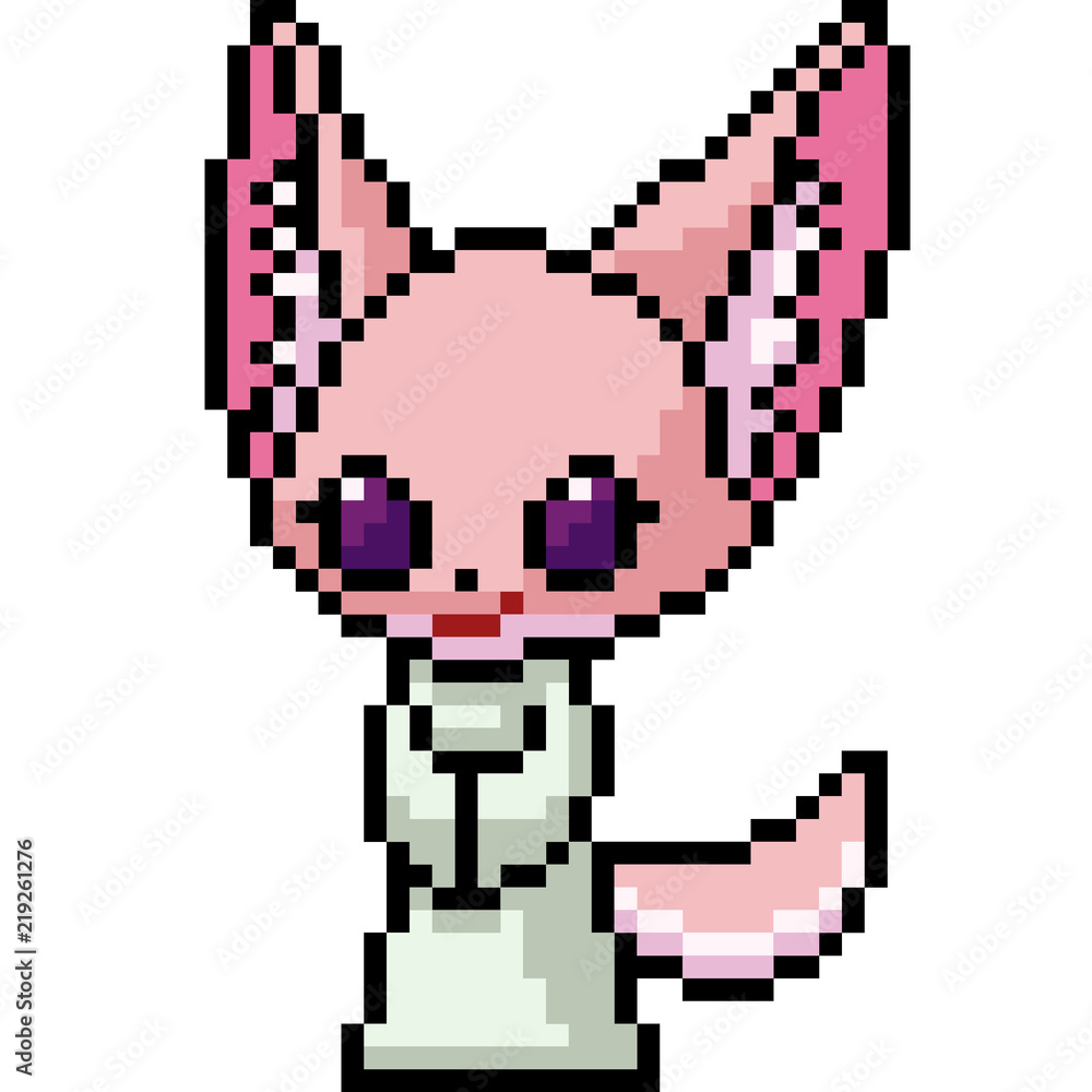 Fototapeta premium vector pixel art fox girl