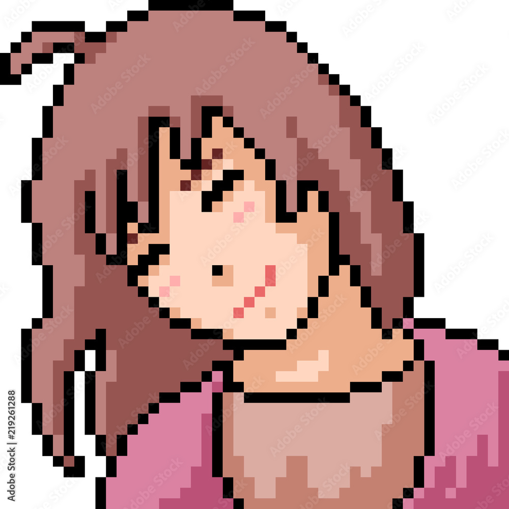 vector pixel art anime girl