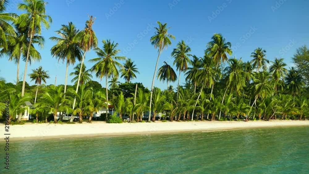 Nature with tropical sea and beach on white cloud and blue sky Nature with tropical sea and beach on white cloud and blue sky
