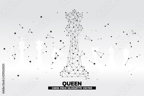 low polygon dot connected line of queen chess piece vector. icon for planning and strategy thinking