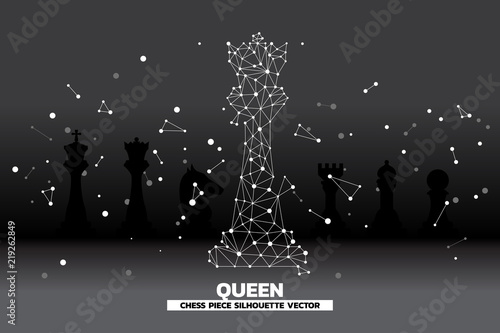 low polygon dot connected line of queen chess piece vector. icon for planning and strategy thinking