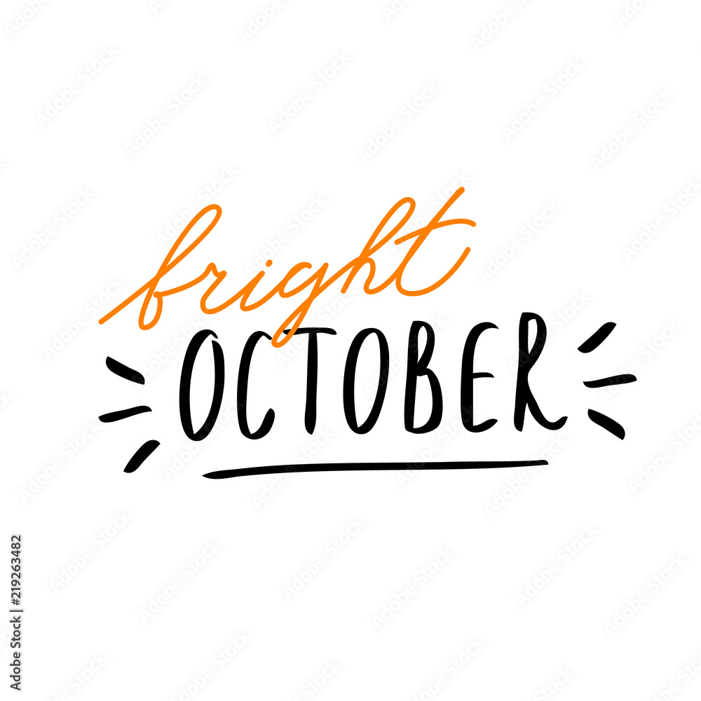 Handwritten autumn season inscription. Vector hand lettering Bright October. Modern brush calligraphy isolated on white background. Handwritten autumn season inscription. Vector hand lettering Bright October. Modern brush calligraphy isolated on white background.