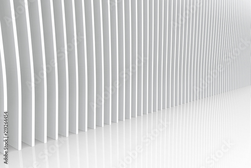 3d rendering. perspective view of gray curve panel wall and floor background.