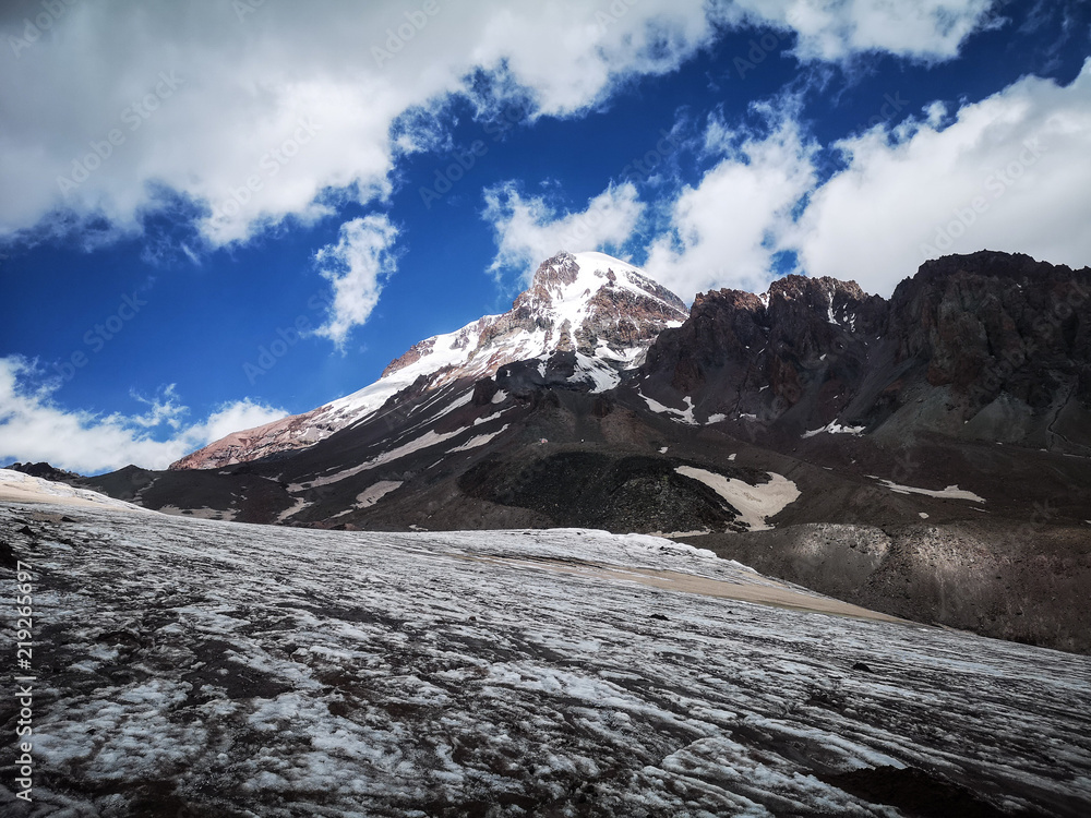 Gergeti glacier and Mount Kazbek