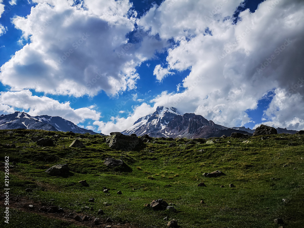 Peak of high mountain mount kazbek