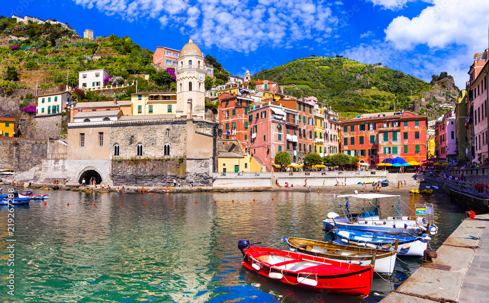 Coastal Italy series- national park Cinque terre and picturesque Vernzazza village in Liguria