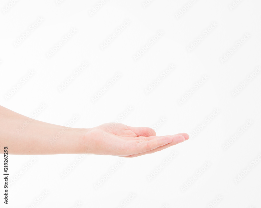 Open man hand, palm up isolated on white background. Front view. Mock up. Copy space. Template. Blank. Open man hand, palm up isolated on white background. Front view. Mock up. Copy space. Template. Blank.