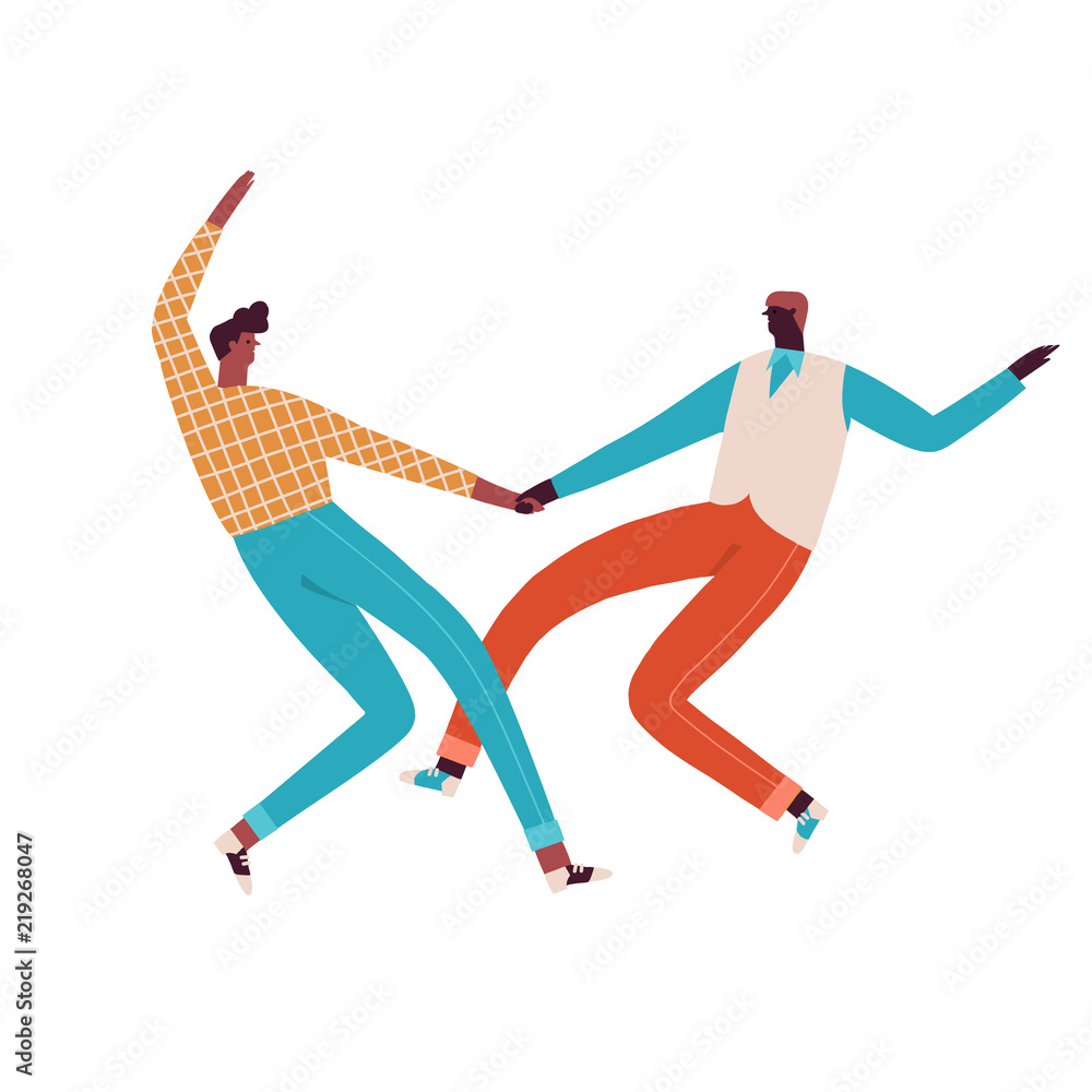 Couple of swing and rock n roll dancers dancing illustration in vector. Couple of swing and rock n roll dancers dancing illustration in vector.
