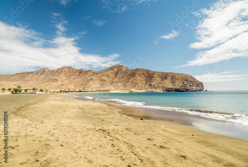 Sandy beach in Gran Tarajal, Fuerteventura, Canary Islands, Spain.