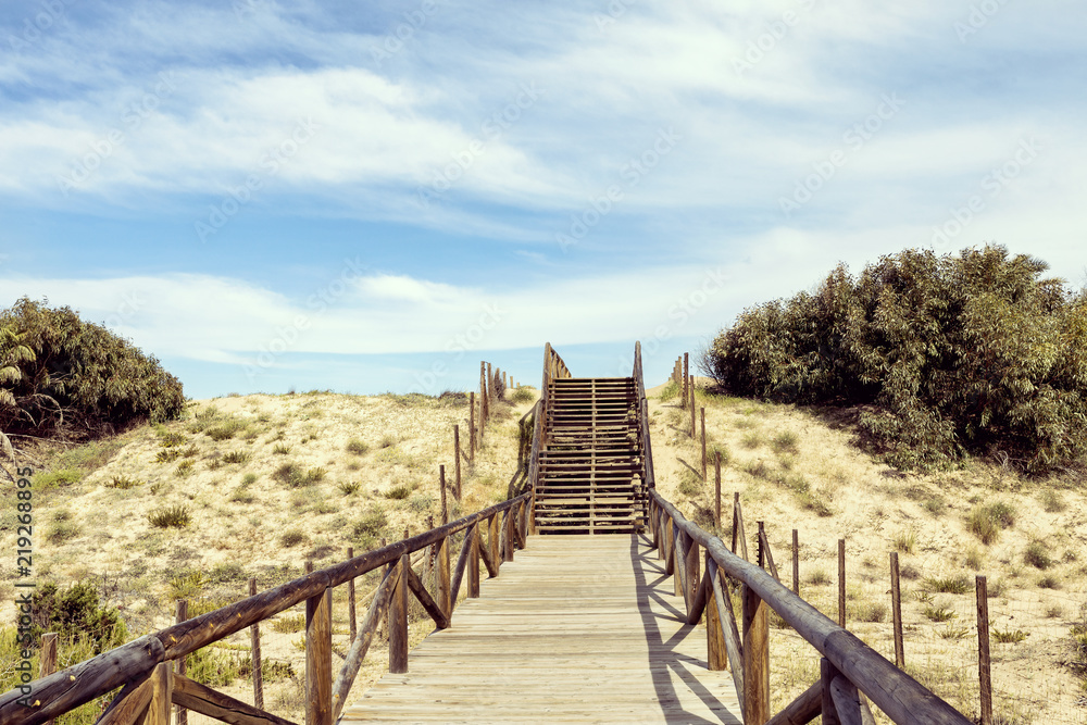 steps for beach access on sand dunes.