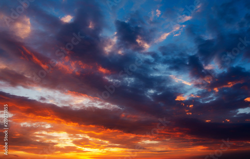 the evening sky with clouds at sunset © EvgenyPyatkov