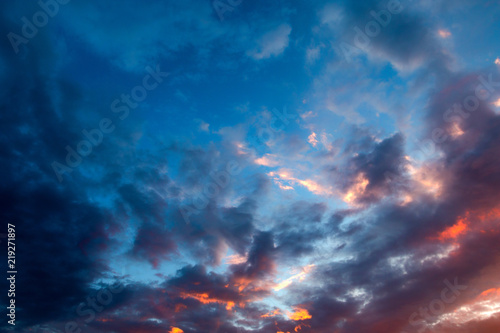 the evening sky with clouds at sunset © EvgenyPyatkov