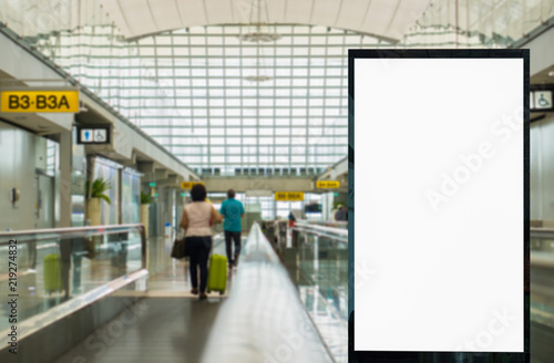 Blank billboard posters in the airport,Empty advertising billboard at aerodrome.