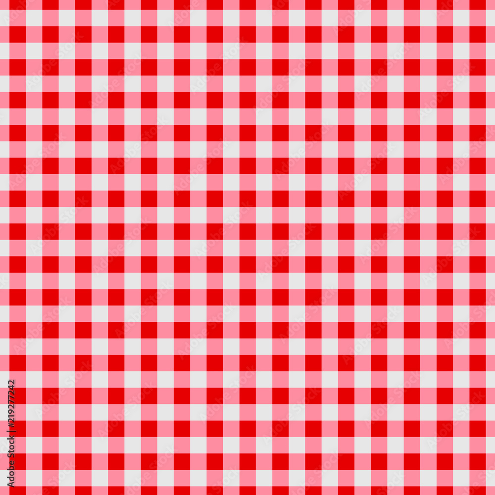 The tablecloth is a red white cage The tablecloth is a red white cage