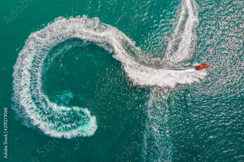 Top view of a speedboat