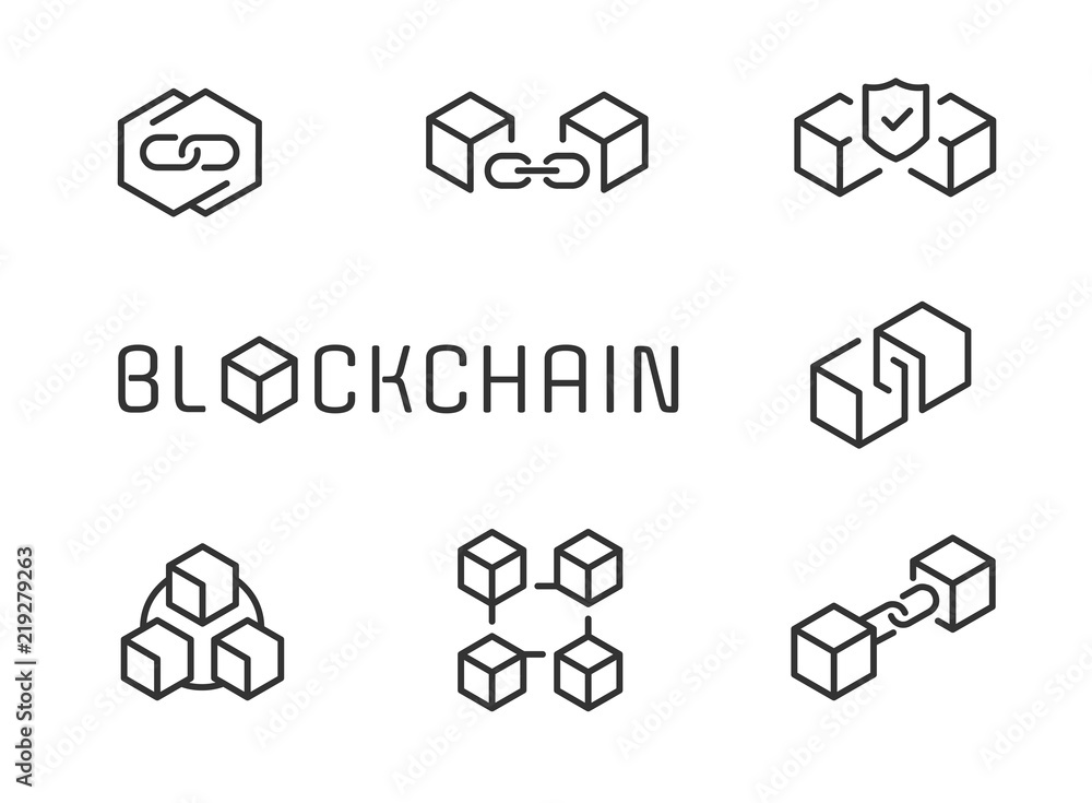 Blockchain icon set Stock Vector | Adobe Stock