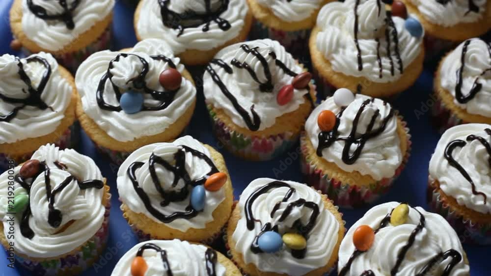 on video cupcakes with cream. High quality video on video cupcakes with cream. High quality video