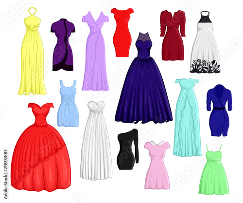 A set of different dresses