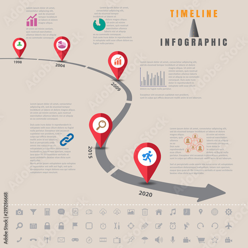 Business map timeline infographic road signs designed for abstract background template milestone element modern diagram process technology digital marketing data presentation chart Vector illustration