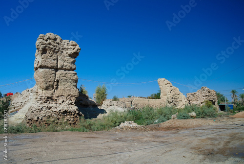Ruin of the wall at Al Aqiser archaeological site near Shithathah town at Al Mardh oasis near Karbala, Iraq