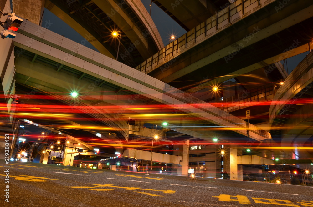 阿波座・交差点夜景 阿波座・交差点夜景