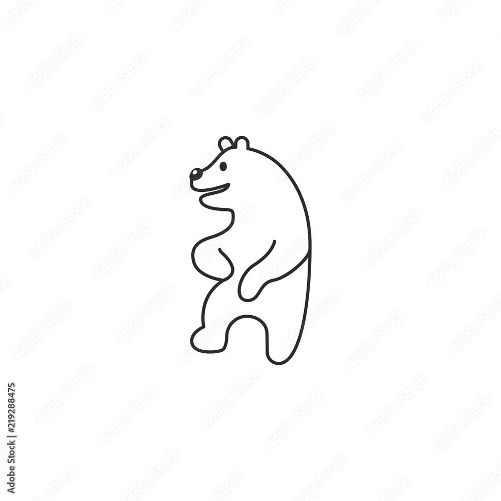 Happy dancing bear logo icon monoline illustration outline line style Happy dancing bear logo icon monoline illustration outline line style