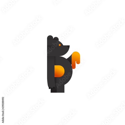 Letter B Black Honey bear logo icon logotype gradient woven overlap style