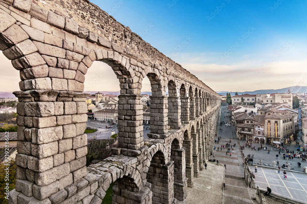 The famous Roman aqueduct of Segovia with more than 2000 years of antiquity
