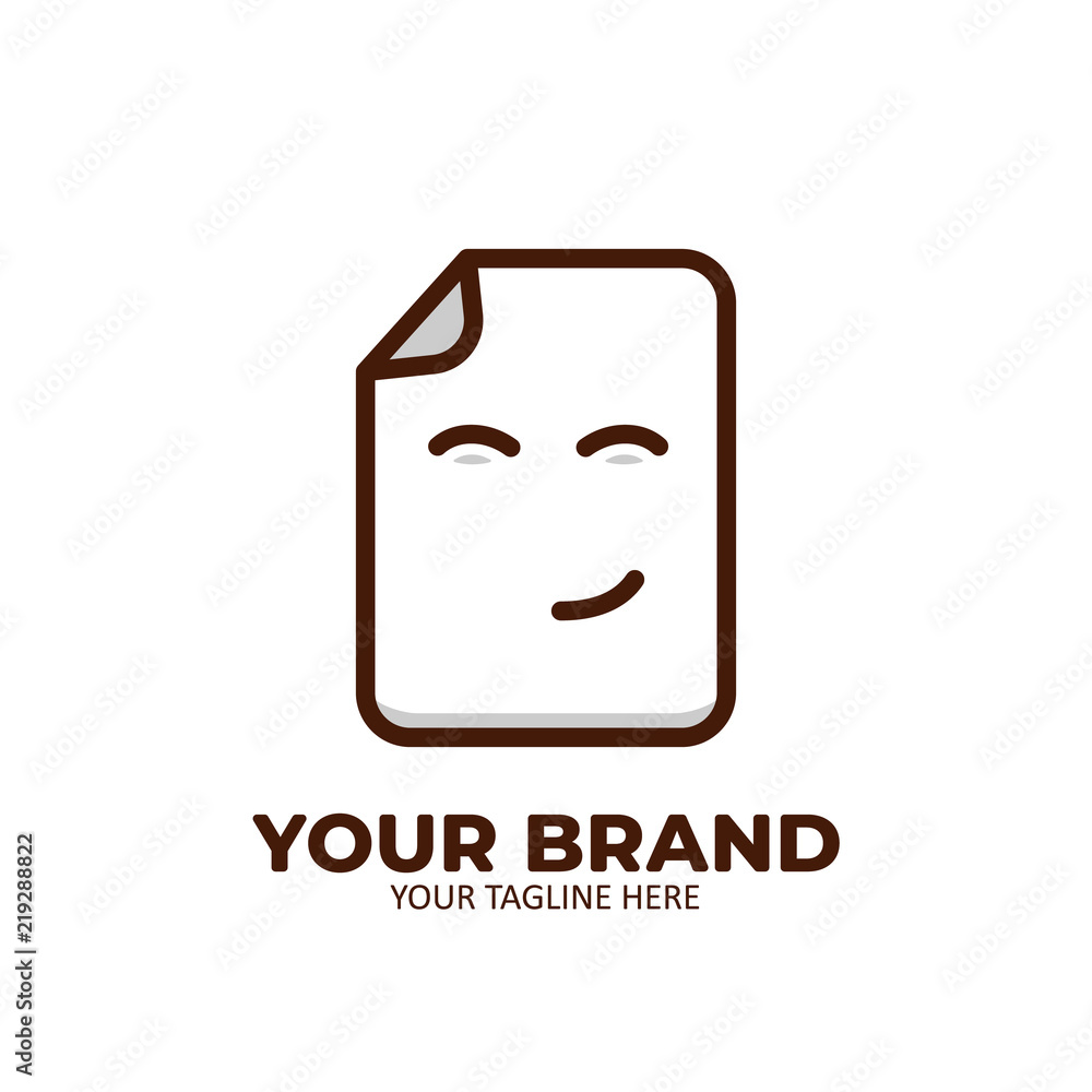 Happy note article file document sheet logo icon line outline cute illustration Happy note article file document sheet logo icon line outline cute illustration