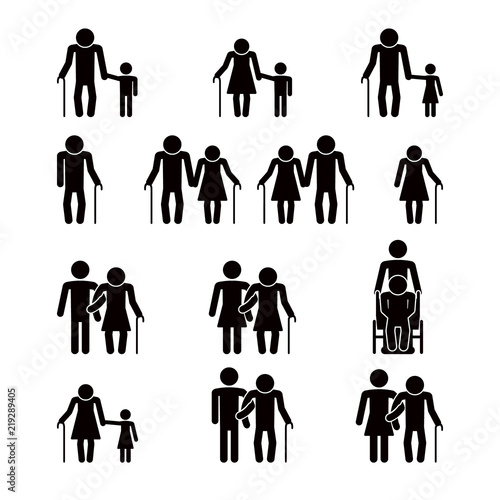 Old people family icon set. Vector.