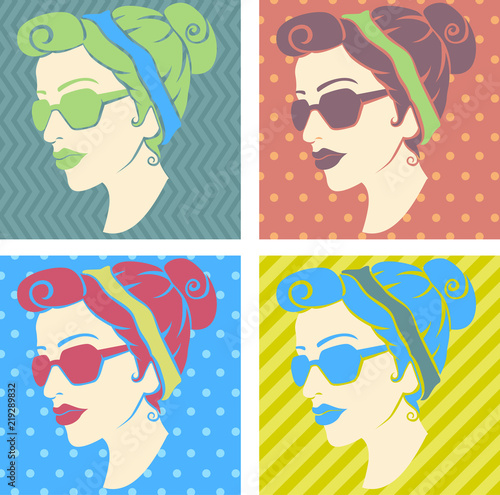Girl Retro 50s Pop Art Illu...