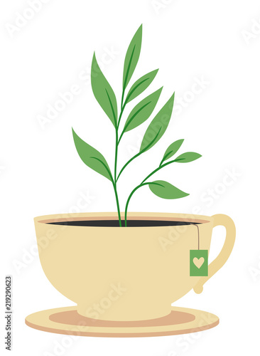 Tea Plant Cup Illustration