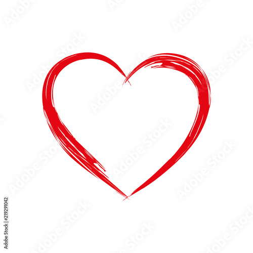 Heart shape frame with brush painting isolated on white background, Vector