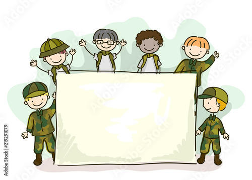 Stickman Kids Army Brat Board Illustration