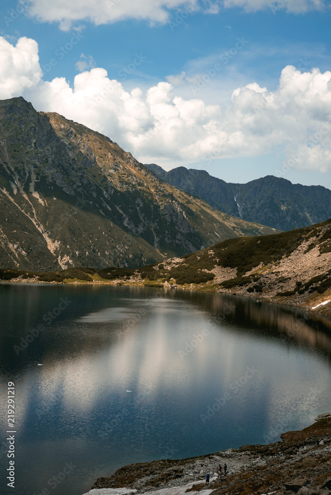 beautiful lake in the top of high tatry mountains, landscape