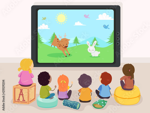 Stickman Kids Digital Story Telling Illustration