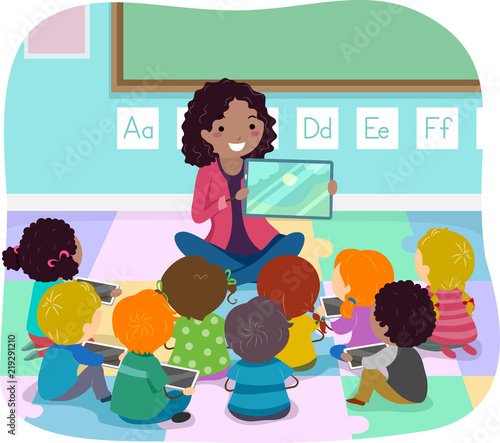 Stickman Kids Teacher Book Story Illustration