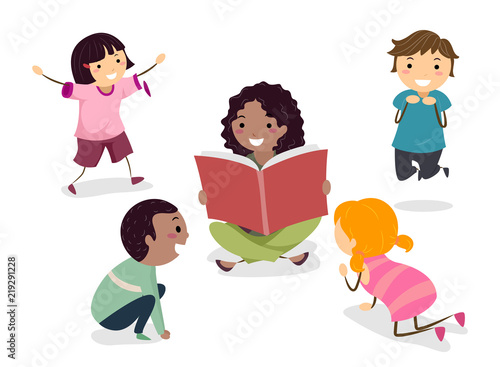 Stickman Kids Story Animal Characters Illustration